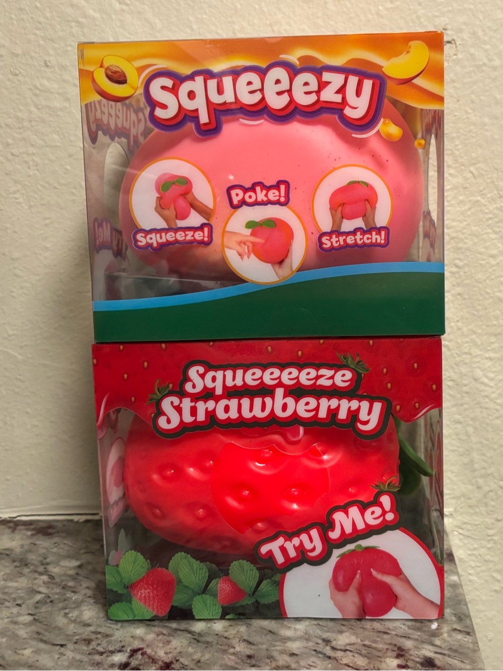 Sunny Days Squeeezy Strawberry and Peach Squishy’s